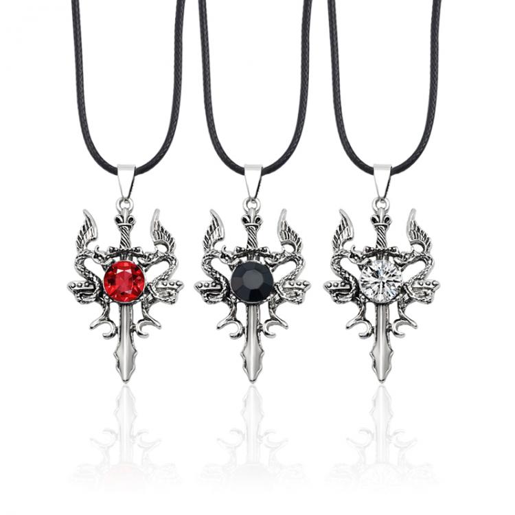 all in one place תכשיטי גברים Necklace Male Retro Cross Dragon Shaped Inlaid Red Rhinestone Pendant Zinc Alloy Material Stainless Steel  Necklaces
