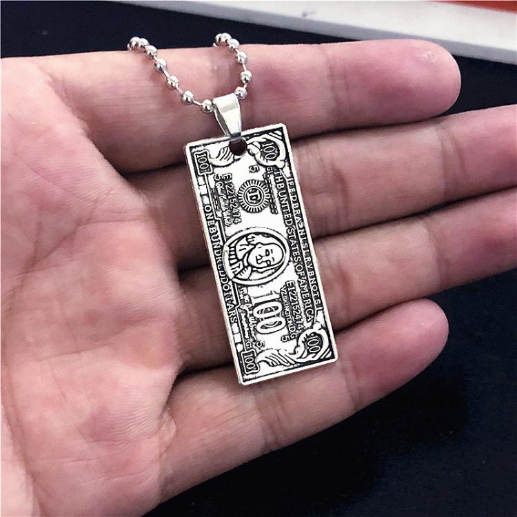 all in one place תכשיטי גברים New US $100 Dollar Money Necklaces Pendants Male Silver Plated Chain For Men Hip Hop Jewelry Collier