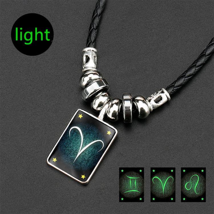 all in one place תכשיטי גברים 12 Constellation Crystal Necklace Men's Black Gallstones Aquarius Pisces Scorpio Sagittarius Capricorn Beaded Pendant Necklac