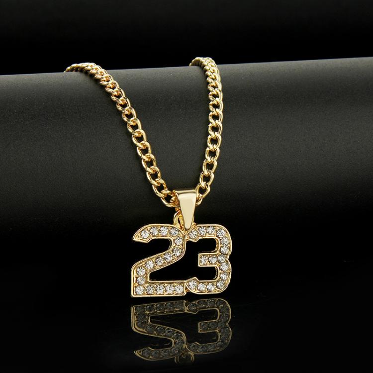 all in one place תכשיטי גברים New Arrival Crystal Hip Hop Basketball Legend Number 23 Necklaces & Pendants Bling Gold Cuban Chain Necklace Jewelry For Men