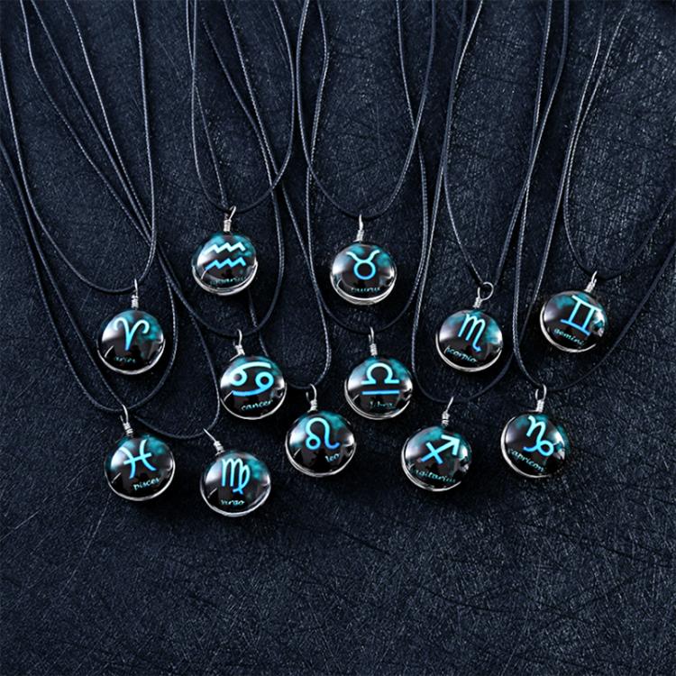 all in one place תכשיטי גברים Hot Men and women twelve constellation convex glass pendant necklace Aquarius Pisces clavicle chain Aries Taurus Gemini pendant