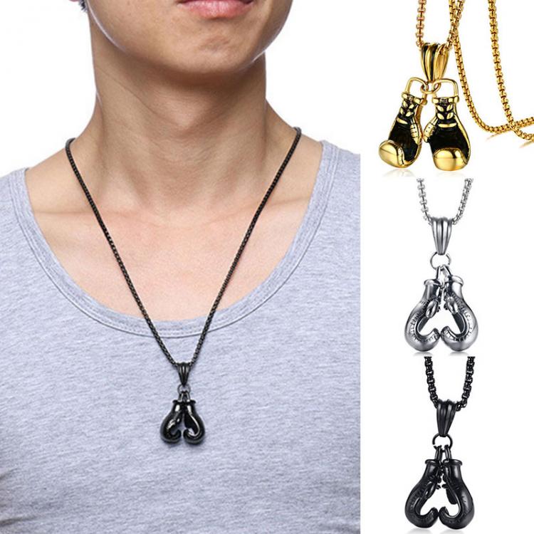 all in one place תכשיטי גברים Gold Black Boxing Gloves Boxer Men Necklaces Pendants Chain for Boyfriend Male Stainless Steel Jewelry Creativity Gift Wholesale