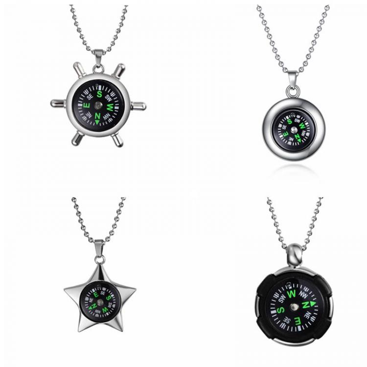 all in one place תכשיטי גברים Compass Rudder Pendant Necklace for Men Woman Round Star Steering Wheel Necklaces Seamen Sailor Navy Male Jewelry