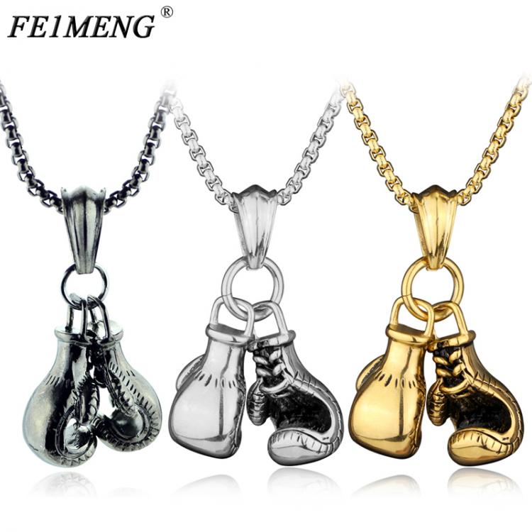 all in one place תכשיטי גברים Fashion Sporty Boxing Gloves Pendant Necklace Personality Alloy Punk Chain Necklaces For Women Pair Charm Male Jewelry Choker