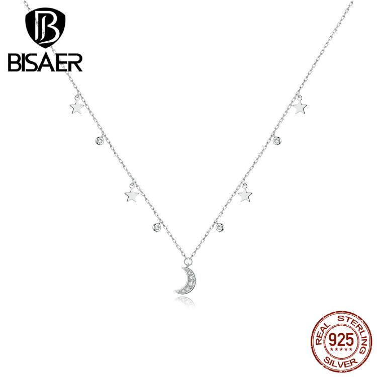all in one place תכשיטי גברים BISAER Star&Moon Necklace 925 Sterling Silver Dream Time Necklace Pendant Women Oxidized Silver Jewelry ECN420