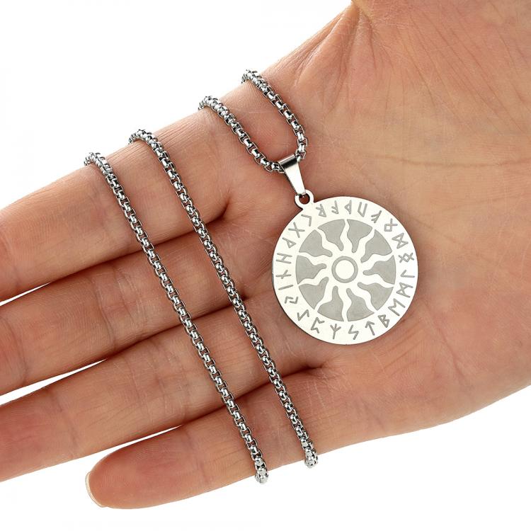 all in one place תכשיטי גברים Stainless Steel Viking Sun Wheel Rune Pendant Necklace For Women Men Jewelry Slavic Amulet Male Birthday Gift