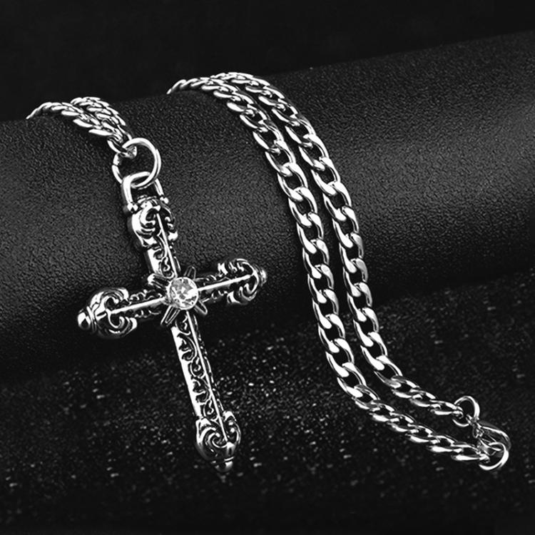 all in one place תכשיטי גברים Gothic Punk Cross Pendant Necklace for Men Women Hip Hop Neck Chain Collar Stainless Steel Long Chain Male Fashion Streetwear