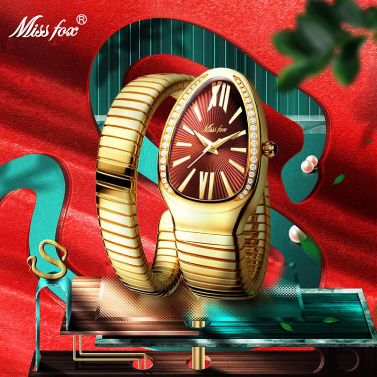 all in one place שעונים MISSFOX Women's Watches Snake Shape Luxury Wrist Watch For Women Steel Unique Gold Quartz Ladies Watch Clock Relogio Feminino