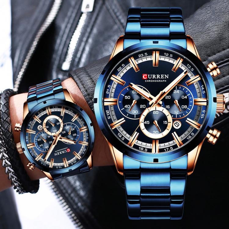all in one place שעונים Curren Men's Watch Blue Dial Stainless Steel Band Date Mens Business Male Watches Waterproof Luxuries Men Wrist Watches for M