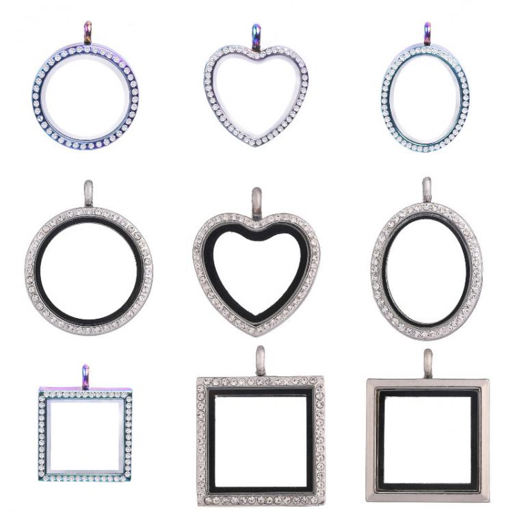 all in one place תכשיטי גברים 1Pc Mix Styles Geometric Round Square Oval Shaped Glass Memory Photo Locket Charm Floating Locket Pendant For Necklaces Jewelry