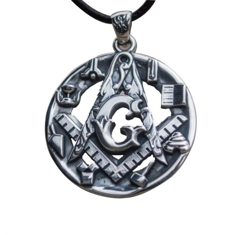 all in one place תכשיטי גברים Classic Retro Personality Hip Hop Round Necklace Personality Pattern Masonic Pendant Lanyard Men's Necklace Suitable For Men