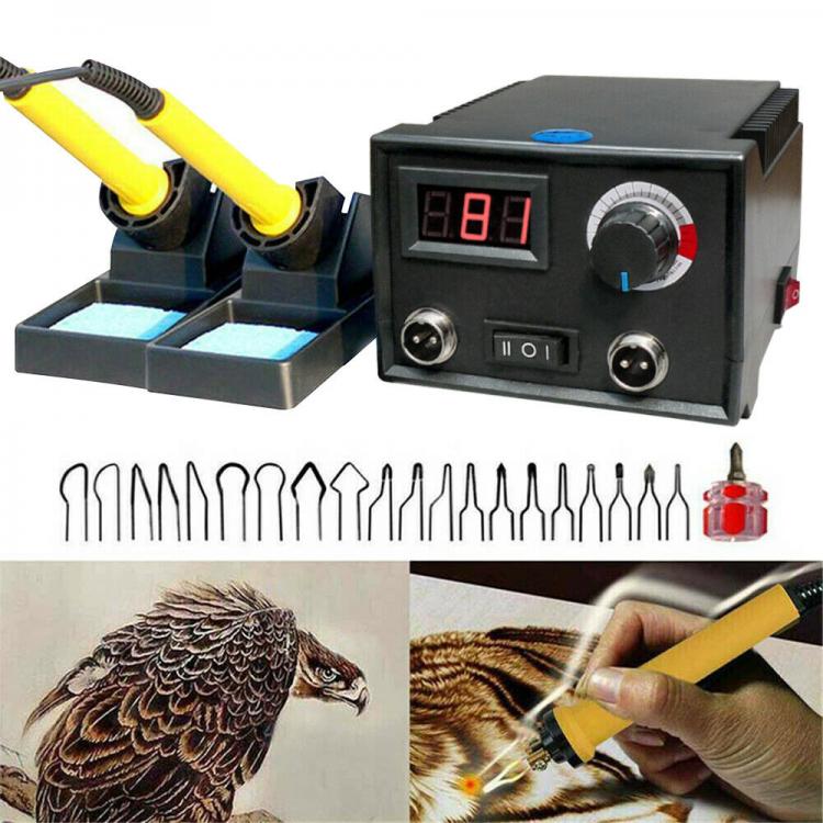 all in one place כלי עבודה Wood Burner Adjustable Temperature Digital Display Pyrography Dual Pen Burning Machine Gourd Wood Crafts Tool Kit Soldering Iron