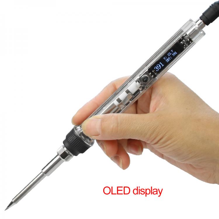 all in one place כלי עבודה DC 16-24V 72W T12 Mini electric soldering iron adjustable temperature With OLED digital display Transparent plastic shell handle