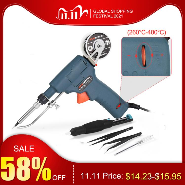 all in one place כלי עבודה NEWACALOX 110V/220V 60W US/EU Hand-Held Internal Heating Electric Soldering Iron Automatically Send Tin Gun Welding Repair Tool