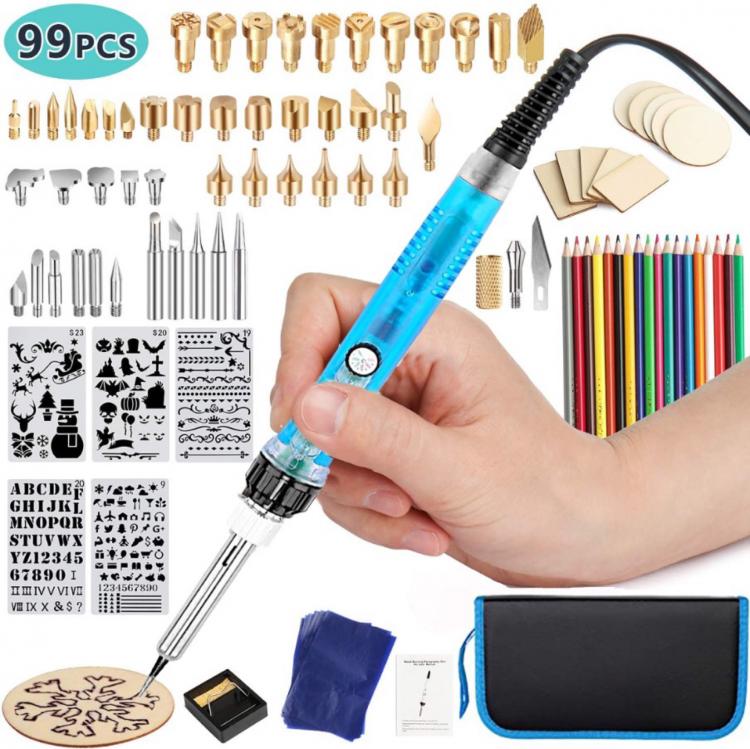 all in one place כלי עבודה DIY 99Pcs wood burning kit heat transfer gourd engraving tool with switch thermostat soldering iron pen kit 302-842℉