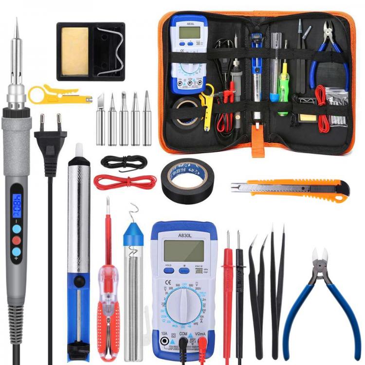 all in one place כלי עבודה 110V/220V 60W/80W/90W Electric Soldering Iron Multimeter Temperature Desoldeirng Pump Welding Tool With 5pcs Soldering Tips Tool