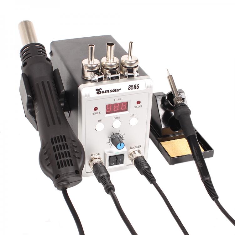 all in one place כלי עבודה 8586 Hot Air Soldering Station LED Digital 2 in 1 SMD ESD Solder Iron Heat Air Gun Desoldering Rework Station With Free Gifts