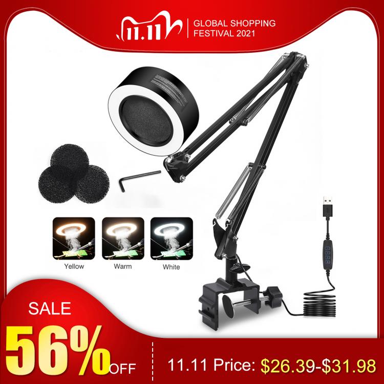 all in one place כלי עבודה NEWACALOX Adjustable Welding Exhaust Smoking Apparatus with USB 3 Colors LED Light Smoking Device Air Filter Fan for Soldering