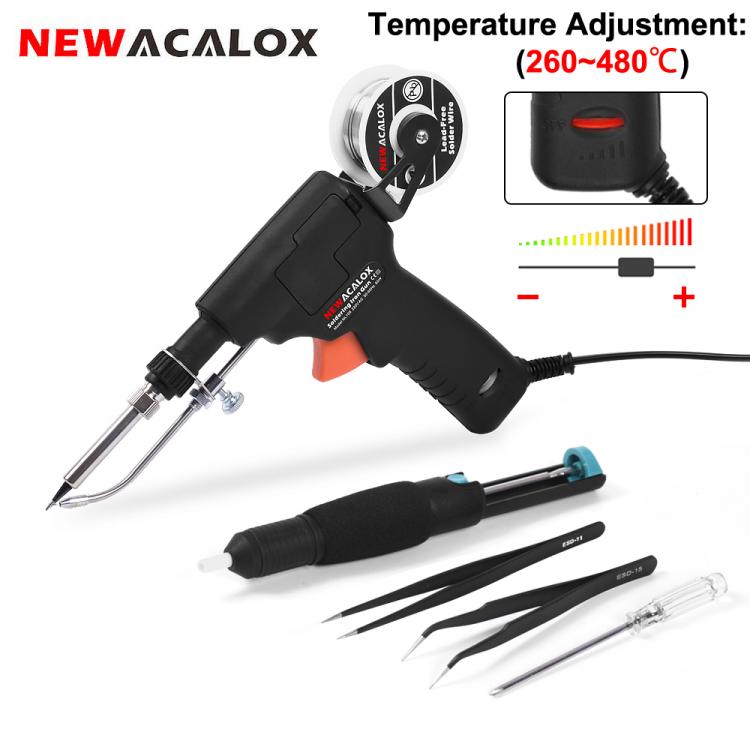 all in one place כלי עבודה NEWACALOX EU/US 60W Hand-held Soldering Iron Fast Heating Automatically Send Tin Gun Soldering Tool Welding Gun Home Repair Tool