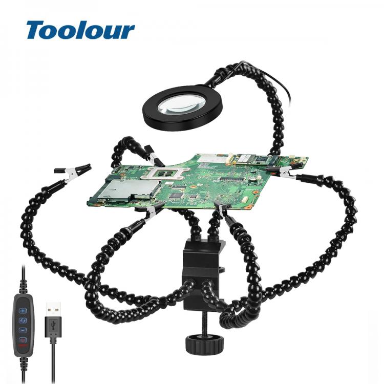 all in one place כלי עבודה Toolour Multi Soldering Station Helping Third Hand Stand with 8PCS Flexible Arms Desk clamp Holder For PCB Welding Repair Tool