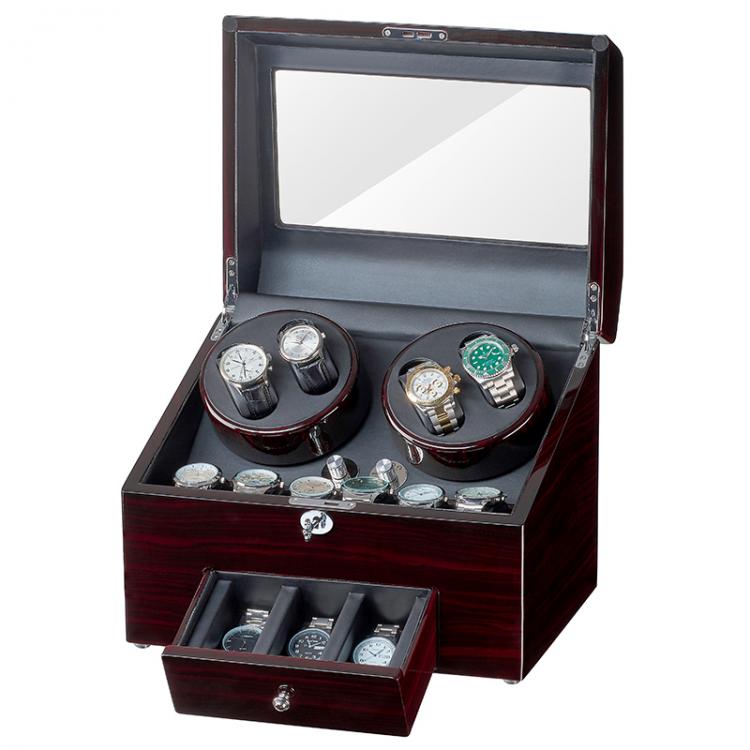 all in one place שעונים Automatic Ebony Baking Finish Watch Winder Display Box 4+9 Storages Black PU Leather Interior