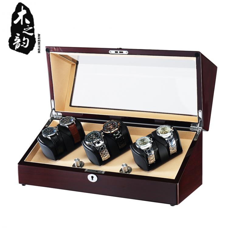 all in one place שעונים 6 Watch Winders Wooden High Gloss PE Finish Japanese Quiet Motor Acrylic Window Storage Display Watches Box With LED Light Case