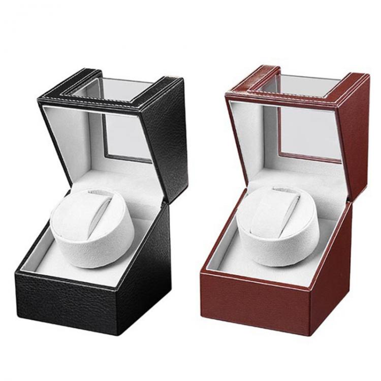 all in one place שעונים Automatic Single Watch Winder in Shell and Black Leather/Carbon Fiber Leather and Motor