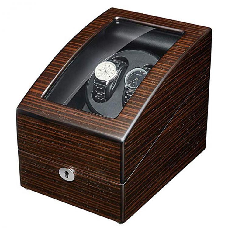 all in one place שעונים JQUEEN Ebony Solid Wood Automatic Double Watch Winder with 3 Storage Box Case Quiet Mabuchi Motor Support Battery With Key