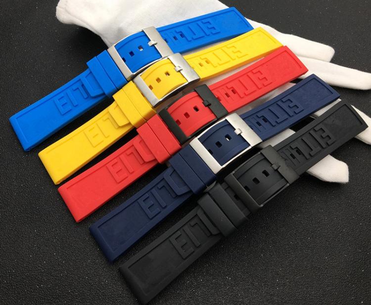 all in one place שעונים Nature Rubber Watch band 22mm 24mm Black Blue Red Yellow Watchband Bracelet For Breitling strap Navitimer Avenger logo on tools
