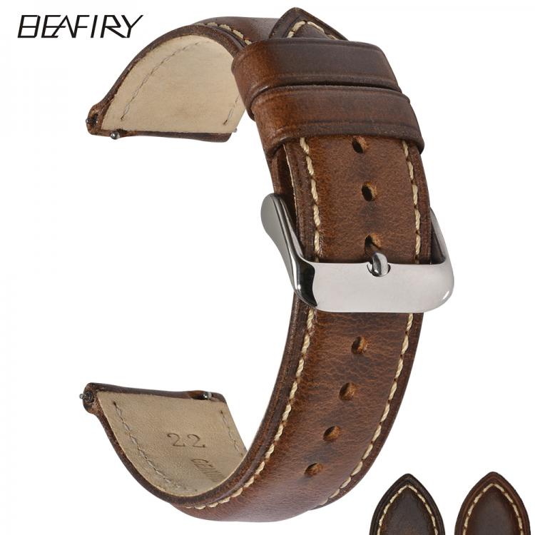 BEAFIRY Oil Tanned Leather 22mm 20mm 