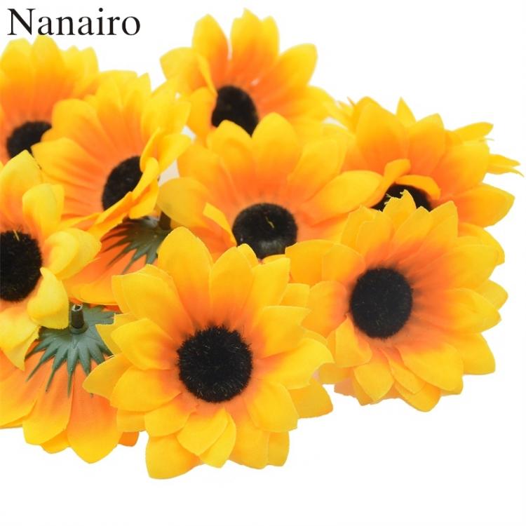 all in one place מלאכת יד 50pcs 7cm Large Silk Sunflower Artificial Flower Head For Wedding Box Decoration Headmade Scrapbooking Accessories Fake flowers