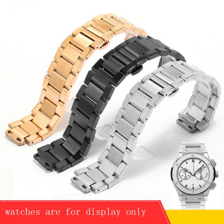 all in one place שעונים Replacement Metal Strap For Big Explosion Series Stainless Steel Watchband 24x17mm Convex Interface Black Silver Bracelet