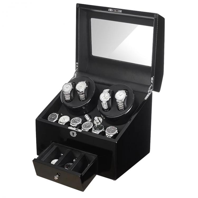 all in one place שעונים JQUEEN 5 modes Automatic Black Baking Finish Watch Winder Display Box 4+9 Storages Black PU Leather Interior AAA Quality