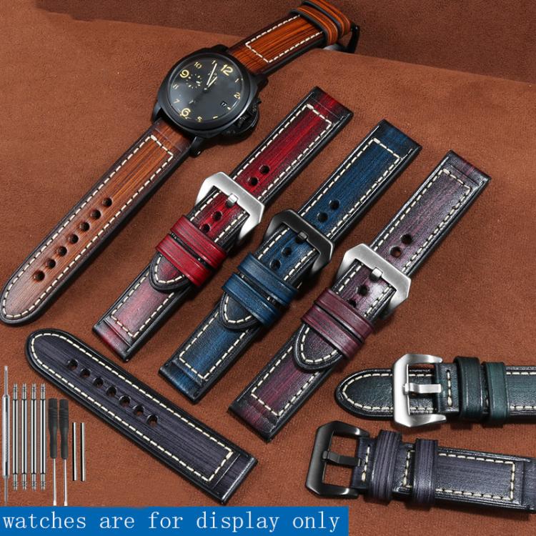 all in one place שעונים Replacement strap for Genuine leather watchband 22 24  26mm red blue green Retro bracelet For men's watch accessories