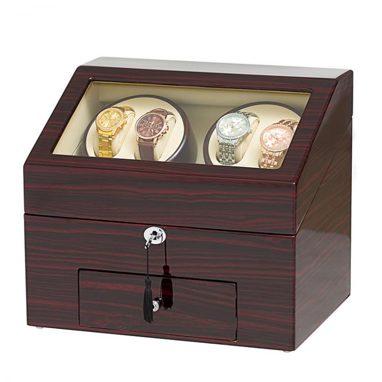 all in one place שעונים Automatic Ebony Baking Finish Watch Winder Display Box 4+9 Storages Brown PU Leather Interior Good Quality