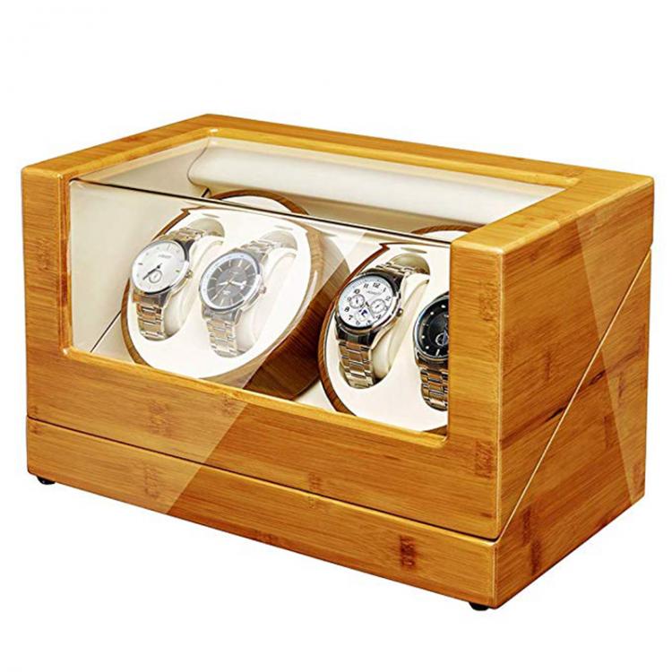 all in one place שעונים JQUEEN Bamboo Wood Automatic Quad 4+0 Watch Winder with Double Quiet Mabuchi Motors 5 Working Modes
