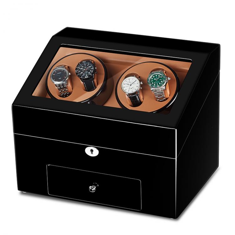 all in one place שעונים JQUEEN Automatic Wood Watch Winder Display Box 4+9 Storages Black Baking Finish 5 Modes Drawer with Key
