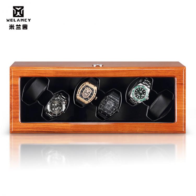 all in one place שעונים 4 Slot Automatic Watch Winder with Wood Box Quiet Japanese Mabuchi Motor Adjustable Modes Watch Storage Winding Boxes Case
