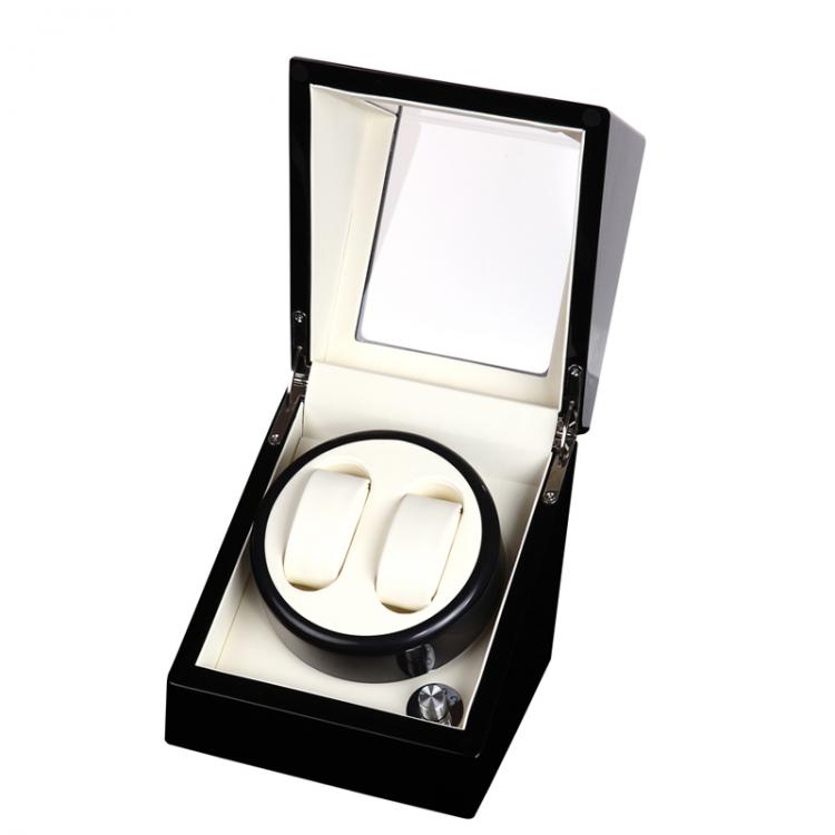 all in one place שעונים 2+0 Glossy Wood Balck Paint White Leather Inside Watch Winder Box,Watch Winding Box Winder