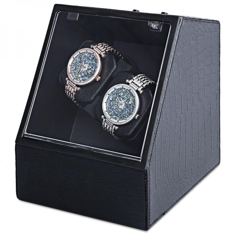 all in one place שעונים Leather Auto Silent Watch Winder Irregular Shape Transparent Cover Wristwatch Box with EU Plug