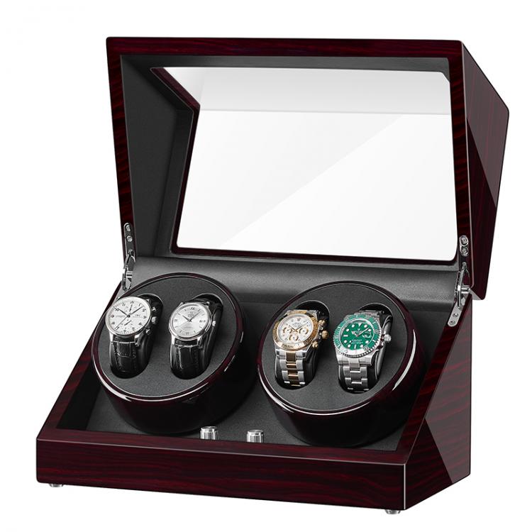 all in one place שעונים Ebony Baking Finish Automatic Quad 4+0 Watch Winder with Double Quiet Motors 5 Working Modes