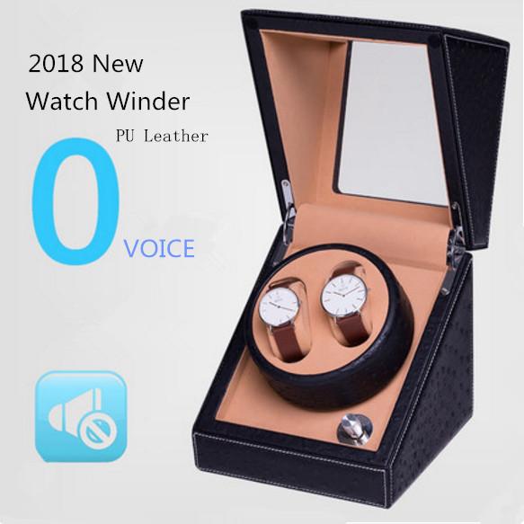all in one place שעונים 2018 2 Slots PU Leather Watch Winder Fashion Mechanical Watch Watch Gift Winders Black Mens Watch Boxes