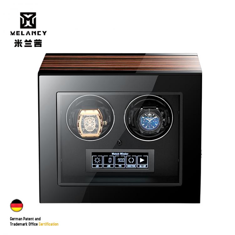 all in one place שעונים Luxury Automatic Watch Winder 2 Watches Black Wood Box with Mabuchi Motor LCD Touch Screen and Remote Control Watch Storage Box