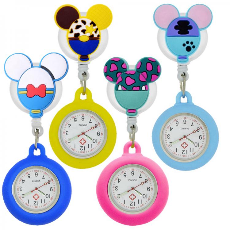 all in one place שעונים 10pcs/lot lovely cartoon dolls nurse doctor Retractable silicone pocket watches for hospital medical women mens badge reel gift