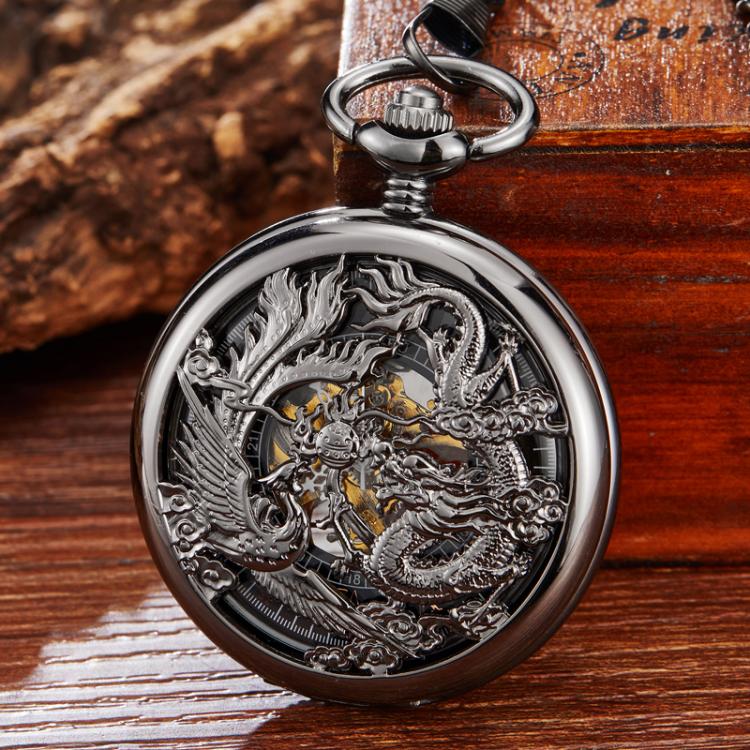 all in one place שעונים Mechanical Pocket Watch Dragon Play Ball Steampunk Skeleton Hand-wind Flip Clock Fob Watch With Chain For Men Women Collection