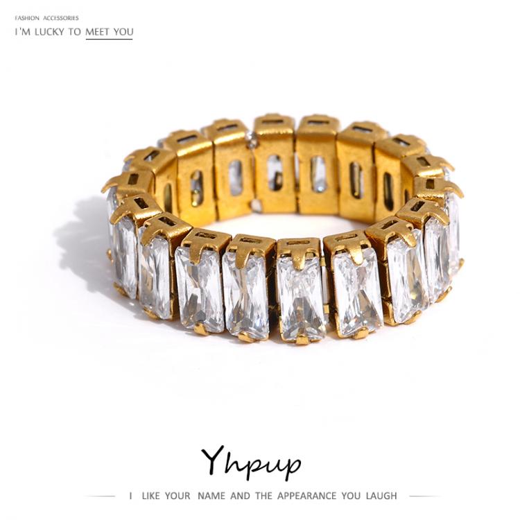 all in one place ארוסין וחתונה Yhpup 316L Stainless Steel Cubic Zirconia Ring Luxury Jewelry Wedding Engagement Women Ring украшения 2021 бижутер