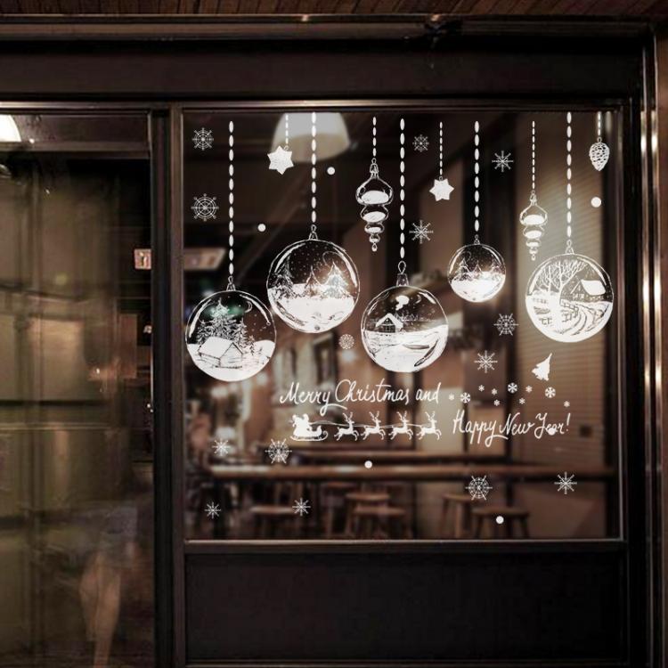 all in one place עיצוב פנים Home Decor Christmas Window Stickers Self Adhesive Hanging Snow Ball Pendant New Year Christmas Festival Glass Wall stickers