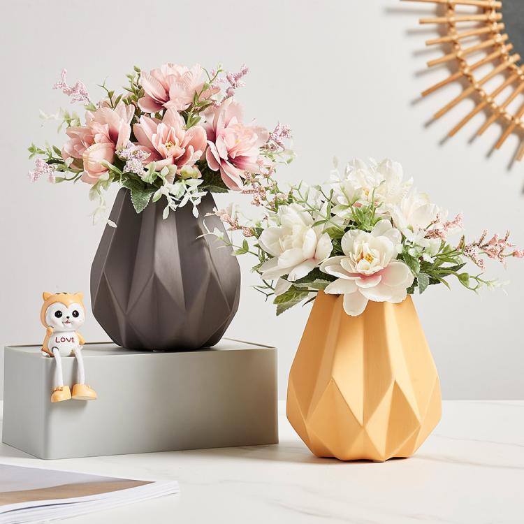 all in one place עיצוב פנים Origami Vases Imitation Ceramic Flower Vase Basket Tabletop Plants Home Decoration Bonsai Decor Flower Arrangement Container
