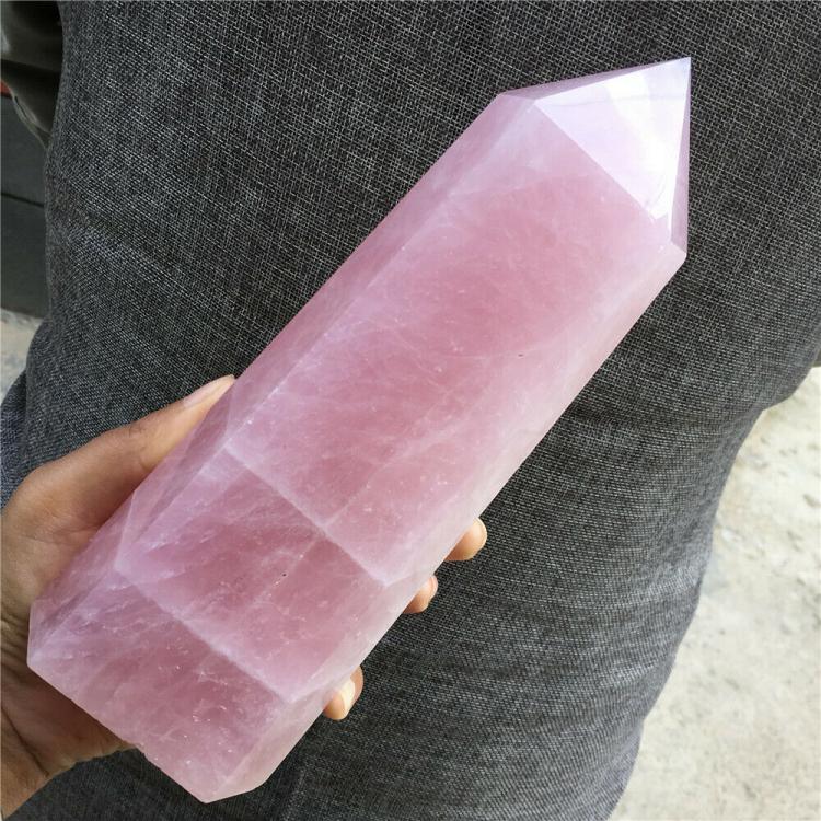 all in one place עיצוב פנים Natural Pink Rose Quartz Crystal Obelisk Wand Point Healing