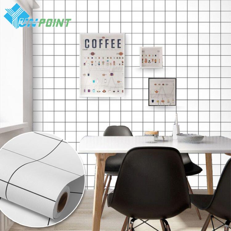 all in one place עיצוב פנים White Plaid Wall Sticker DIY Room Decoration Self Adhesive Film Modern Bedroom Living Room Background Stickers On The Wall